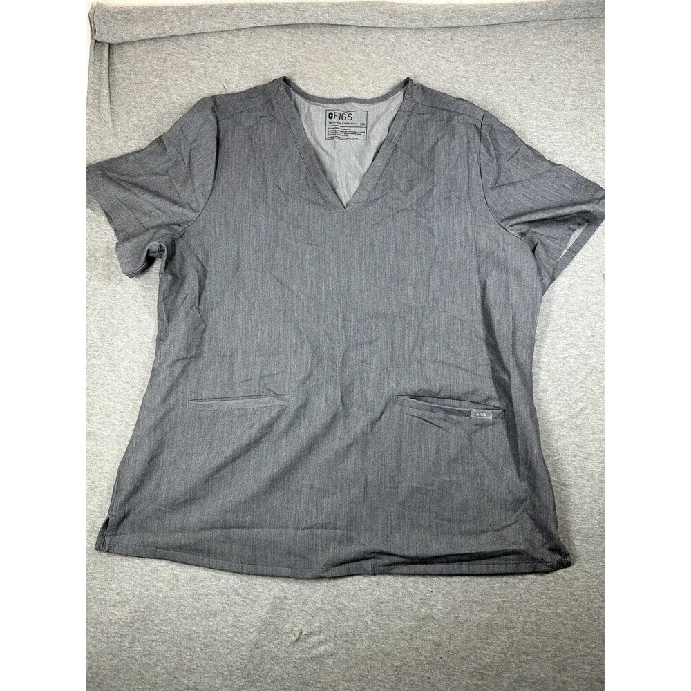 Figs Womens 2XL Scrub Top Gray Technical Collection‎ 2 Pocket FW1100